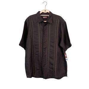 Centro Button Up Shirt Men XL Pamplona Black Pinstripe Short Sleeve Workwear NWT
